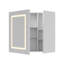 70cm W 2 Door Bathroom Mirror Cabinet with Double Sided Mirror Door & LED Lights, Wall Mounted Illuminated Medicine Cabinet with Demister Pad, White, 70x13.5x60cm