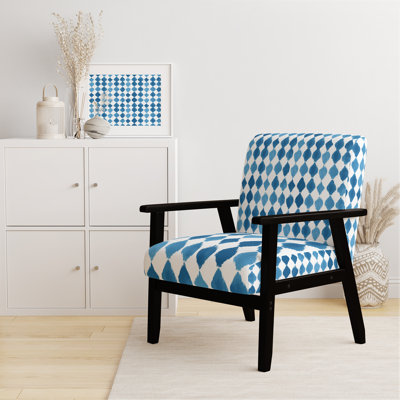 Chaise d'appoint Coastal - Fauteuil bleu et blanc Ocean Ikat Blue
