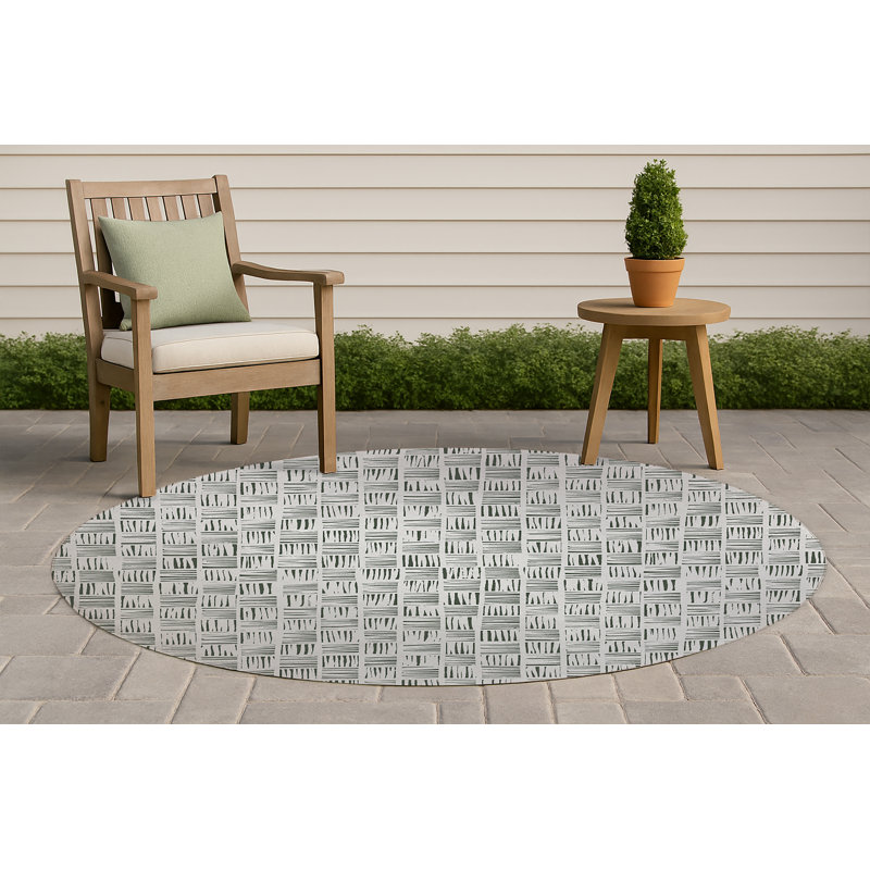 Lash Locked Non-Slip Outdoor Rug, Round 5'