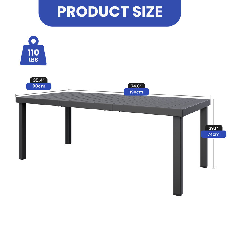 Table de salle à manger rectangulaire pour l'extérieur