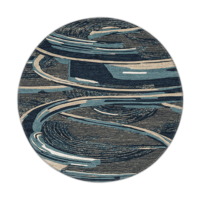 Tapis intérieur et extérieur gris Transport, Rond 5 pi