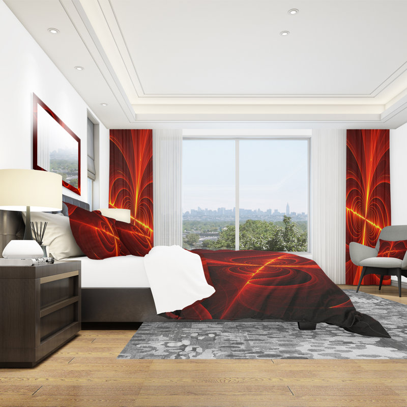 Laser rouge - ensemble de housse de couette abstrait - microfibre de polyester
