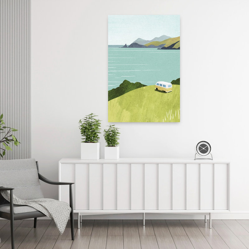 Art contemporain, paysage côtier abstrait, H 36 po x l 24 po