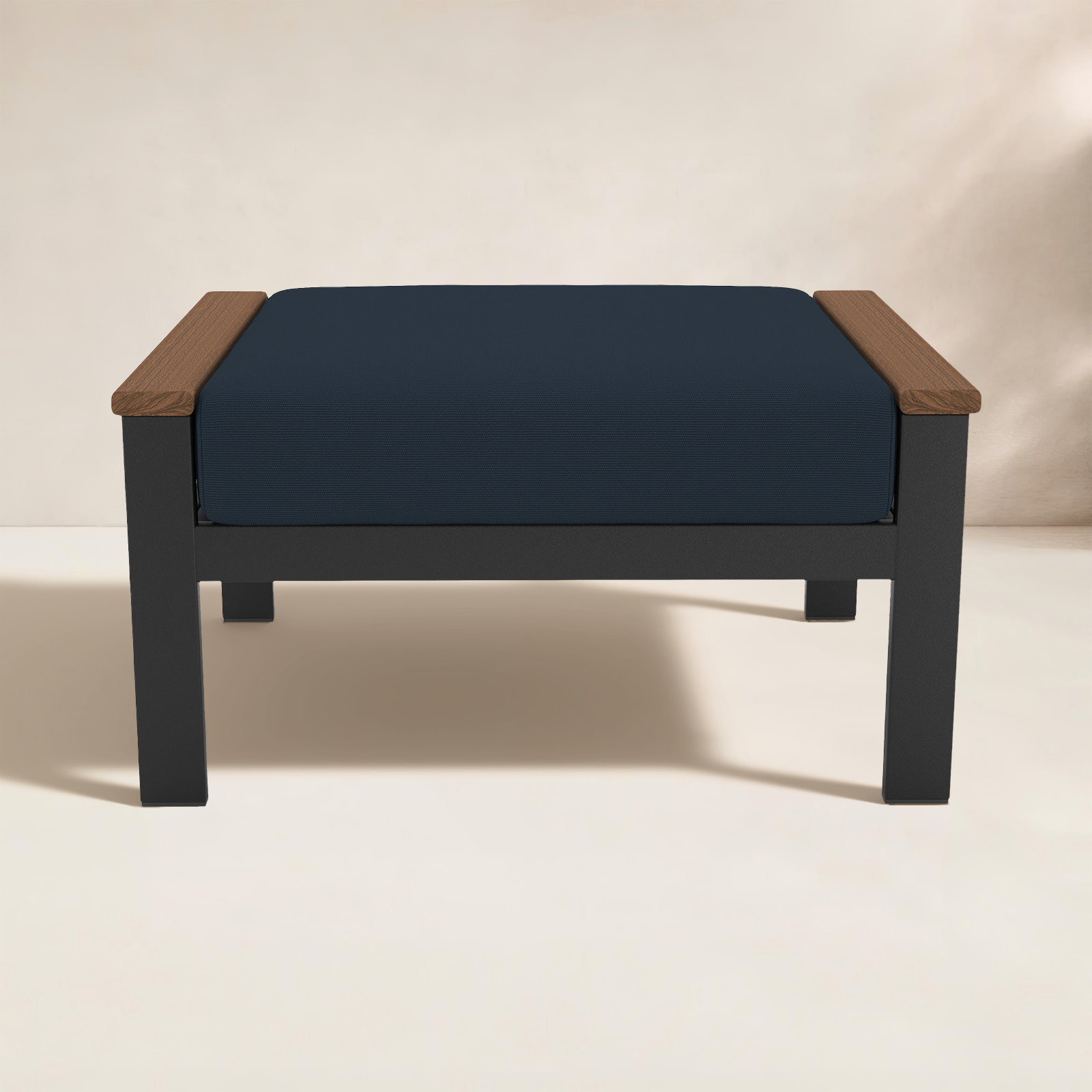 Townsend Sunbrella® Patio Ottoman, Sunbrella Clockout Cloud, Yes, Black