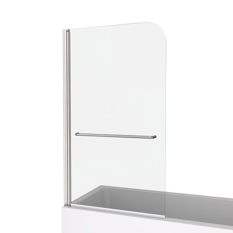 1/4" Tempered Glass Bath Tub Shower Screen With Fashionable Towel Bar - 3458 Bathroom Model Fascinating, Silver