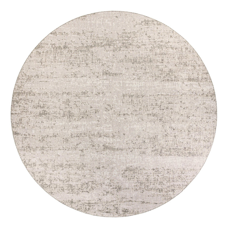 Bruss Gray Outdoor Modern Rug, Square 7'10"