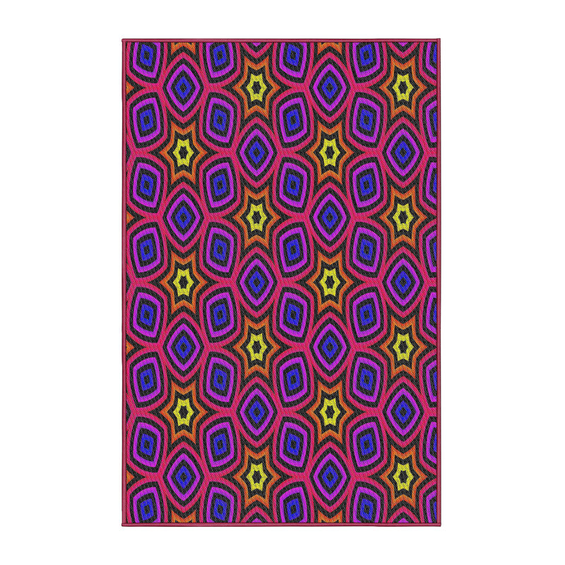 Tapis bleu / orange Power Loom, Rectangle 5 pi x 7 pi