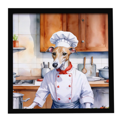 Whippet The Chef Framed Metal Print