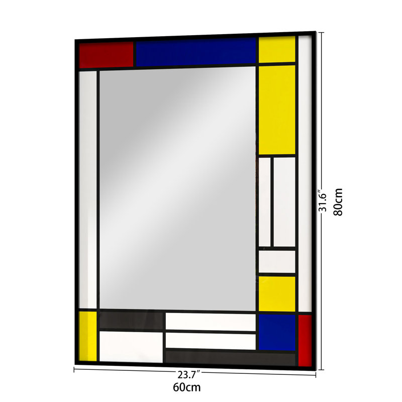Ebern Designs Rectangular Wall Mirror with Tempered Glass, 23.7" x 31.6", Colorful