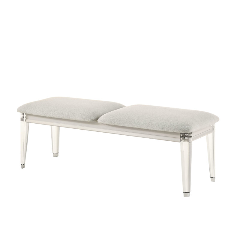 Comfortable Gray Bench - Foam Cushioning 7" Package Height 220Lbs Weight Capacity Boucle Crafted From Particle Board 32Lb