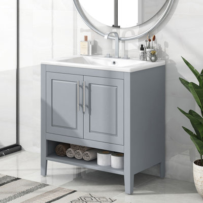 Nervie 30'' Free Standing Single Bathroom Vanity with Ceramic Top -  Winston Porter, D82A9EF91BCB4347A14D80BBB602E900