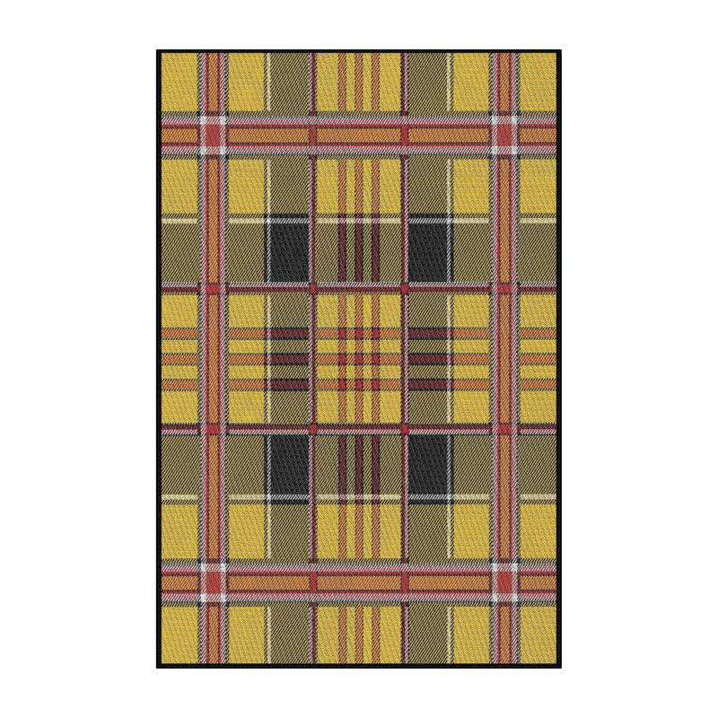 Tapis vert/orange à motifs, Rectangle 3 pi x 5 pi