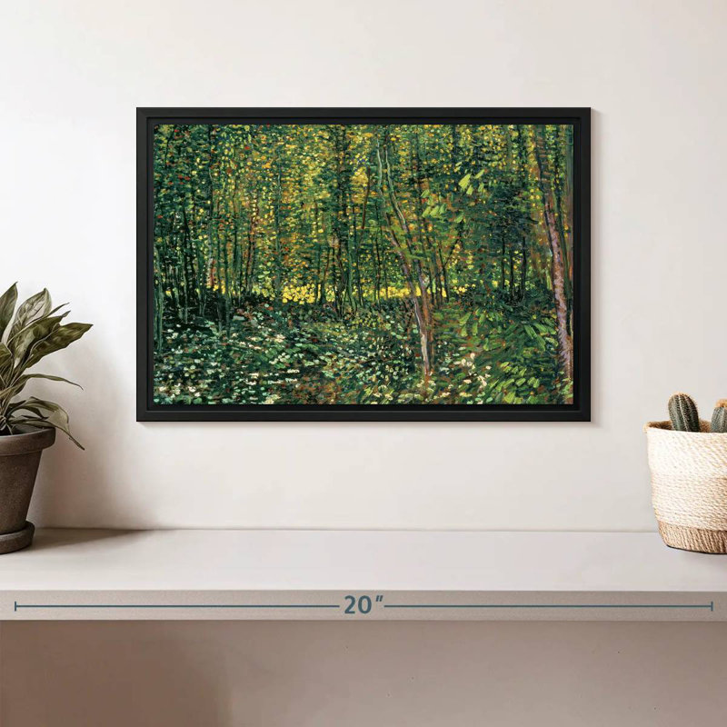 Trees And Undergrowth, Floating Frame Black, 13" X 9"