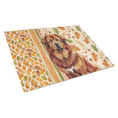 Red Gold Tibetan Mastiff Heirloom Fall Glass Cutting Board