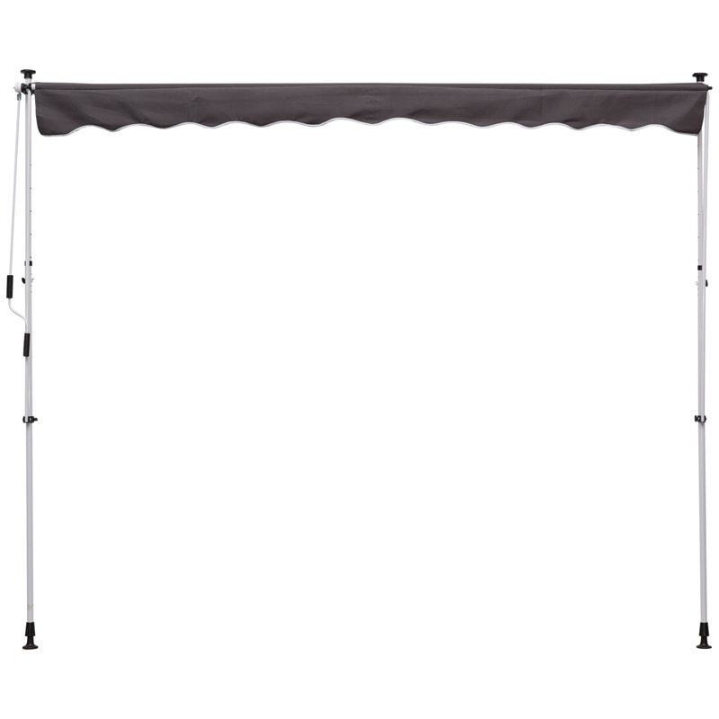 Auvent de patio rétractable en polyester l 4,9 pi x L 9,8 pi, Gris