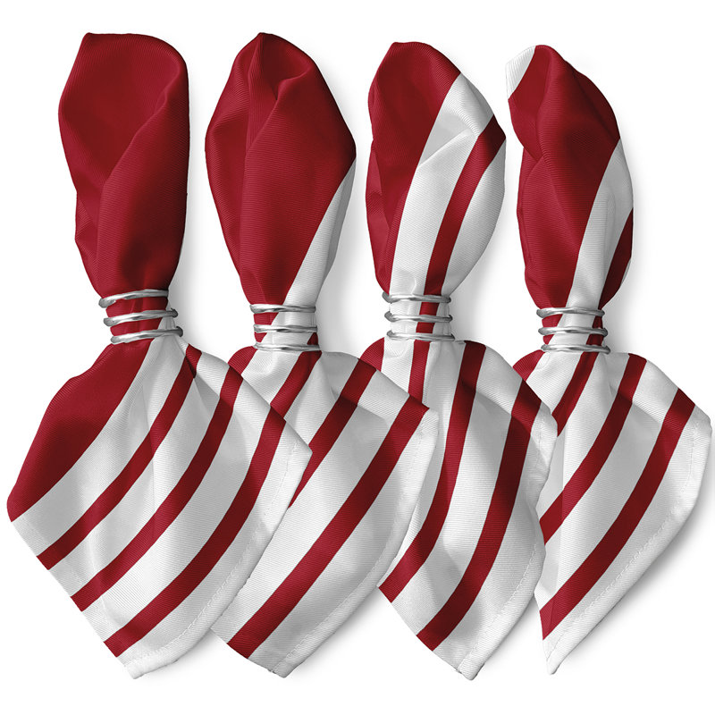 Handy Polyester Striped Square Napkin, Red