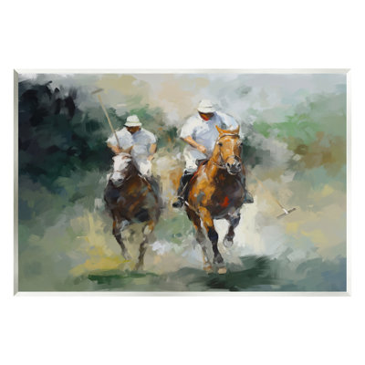 Reproduction de joueurs de polo sur chevaux sur panneau de fibres à densité moyenne par Ziwei Li