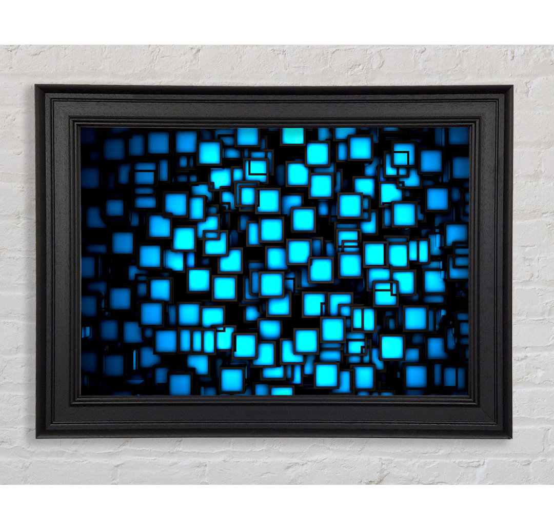 Neon Quadrate Gerahmter Druck