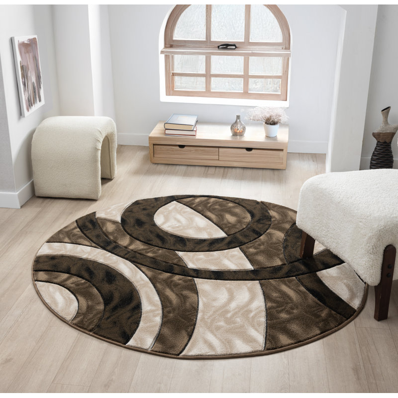 Heriberto Collection Abstract Geometric Area Rug, Round 7'10"
