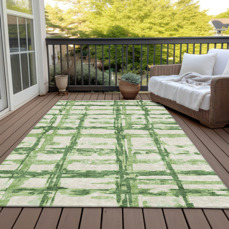 Mahaney Washable Striped Indoor / Outdoor Rug, Rectangle 8' x 10'