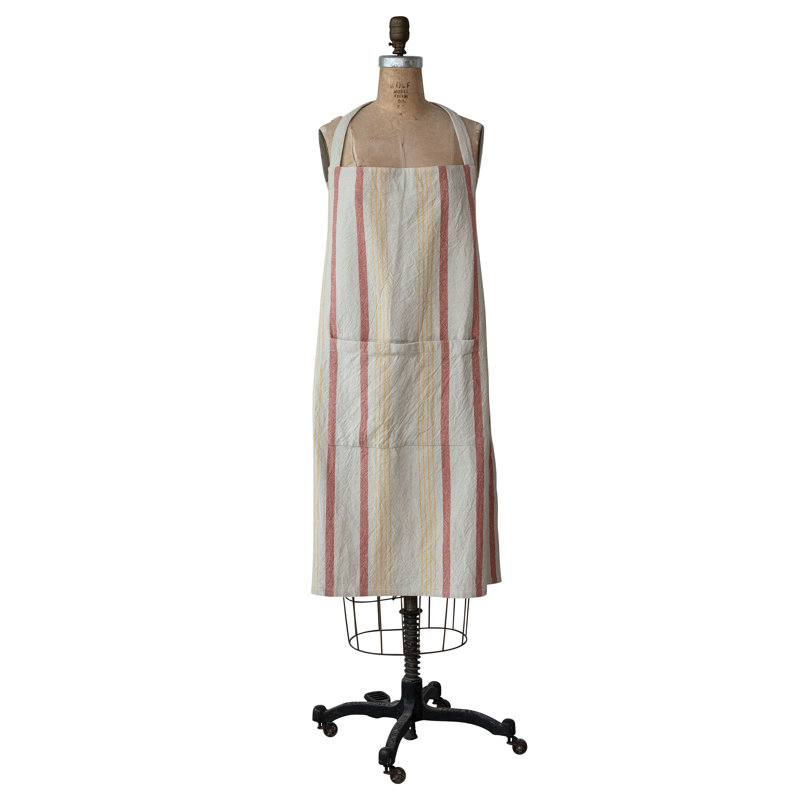 Artisan-Striped Cotton Kitchen Apron