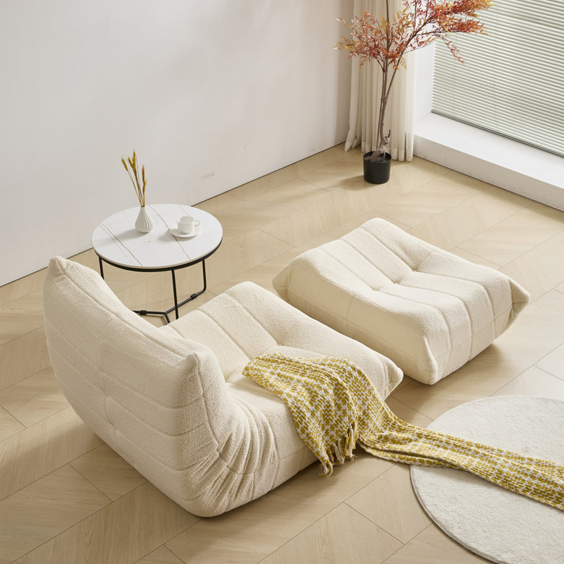 Fauteuil à billes et chaise longue Teddy, Blanc
