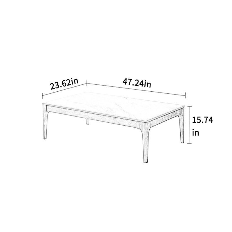 Table basse Minimalist, 15.74" H x 47.24" L x 23.62" W, Noir, noir, noir, noir