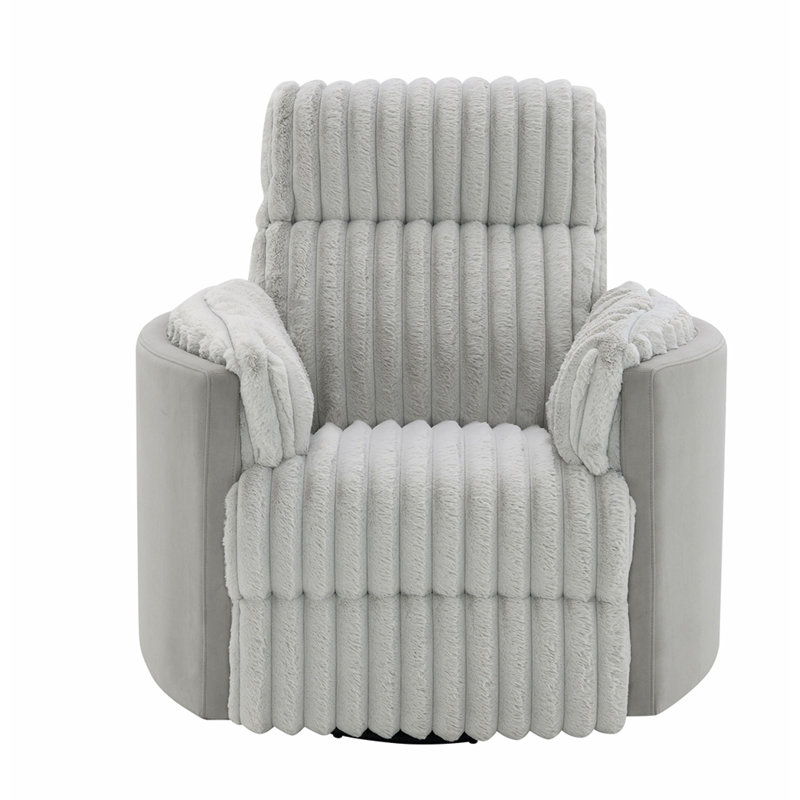 Fauteuil inclinable à bascule en velours côtelé gris avec pivot