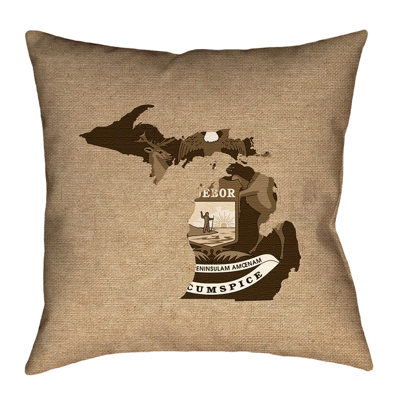Housse de coussin Katelyn Smith Michigan State, 14 po x 14 po, Sépia