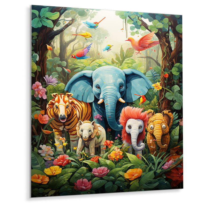 «Blue Animal Playground Nursery II», art mural en métal pour chambre de bébé, H 40 po x l 30 po x P 1,5 po