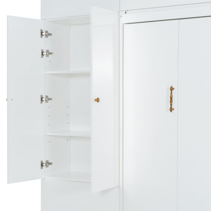 Grand lit escamotable mural avec canapé et tablettes, conception compacte pour une vie compacte, Blanc