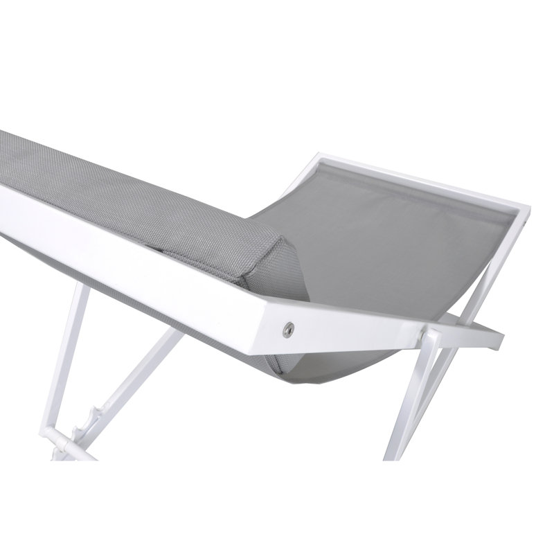 Chaises longues confortables en aluminium pour patio, toile grise moderne pour les réceptions en famille