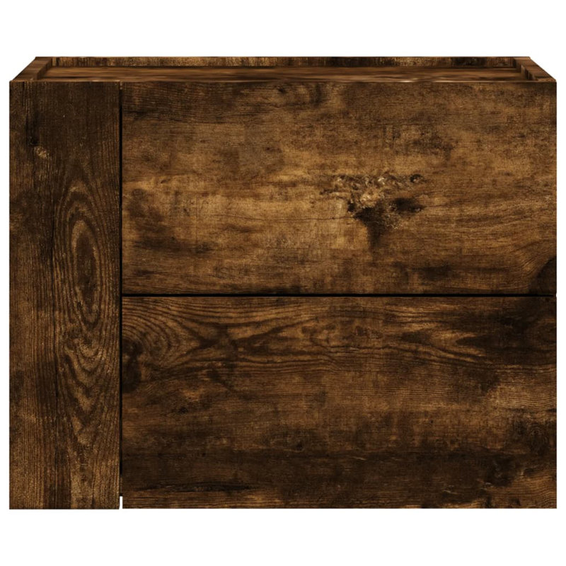 Quinetta 45cm W Manufactured Wood Bedside Table, Smoked Oak