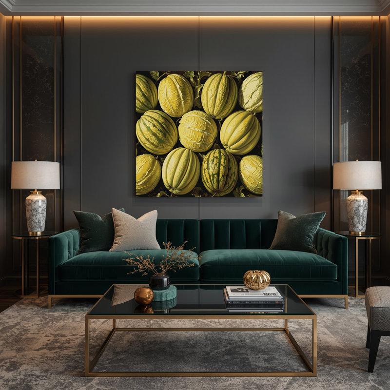 Art mural sur toile brun Fruit Melon, H 8 po x l 8 po