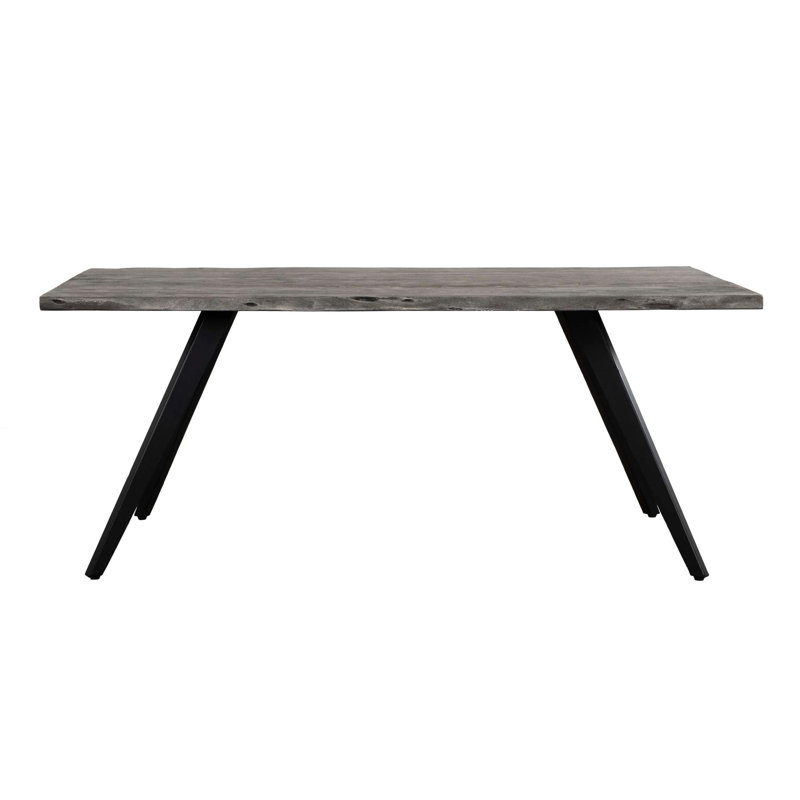 Acacia Wood And Metal Dining Table With Water Resistant Coating Top
