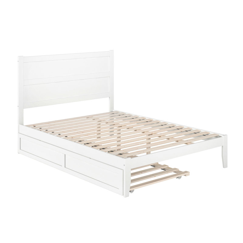  Lit plateforme en bois massif avec lit gigogne Barbera, Grand, Blanc