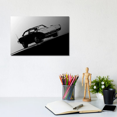 1969 Dodge Daytona, Black & White by Clive Branson - Wrapped Canvas Print