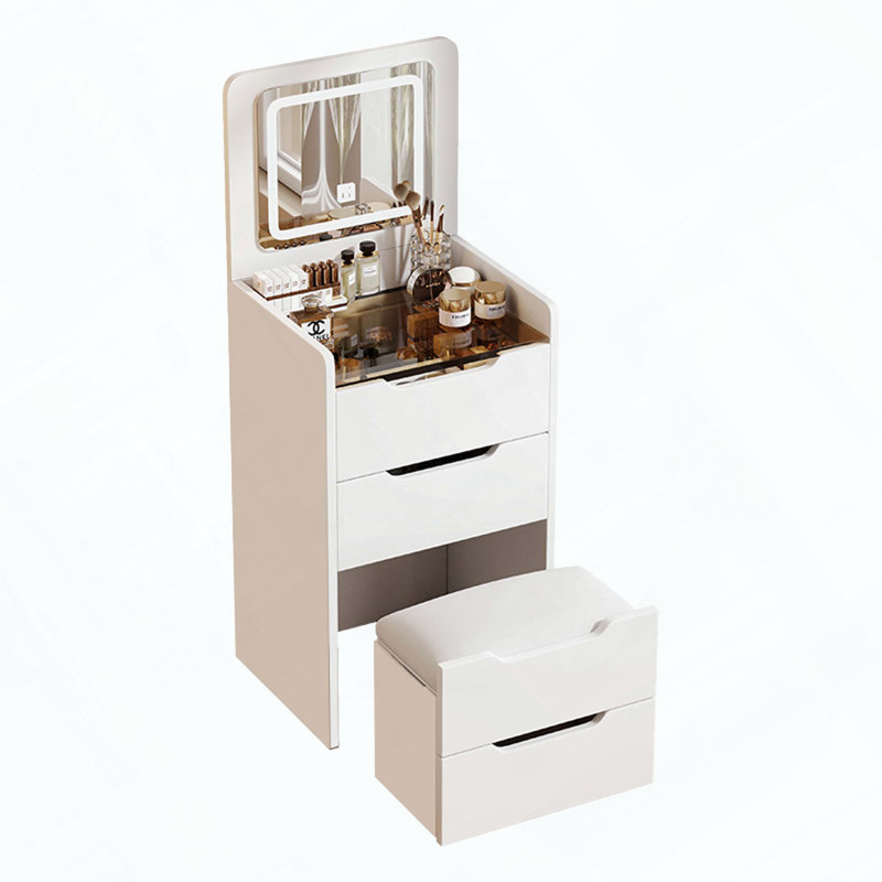 3-in-1 Vanity Desk with Flip-Top Mirror, Glass Desktop and 3 Drawers
