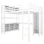 Lit mezzanine en métal robuste avec garde-robe élégante, bureau et rangement, espace confortable blanc-1485798376