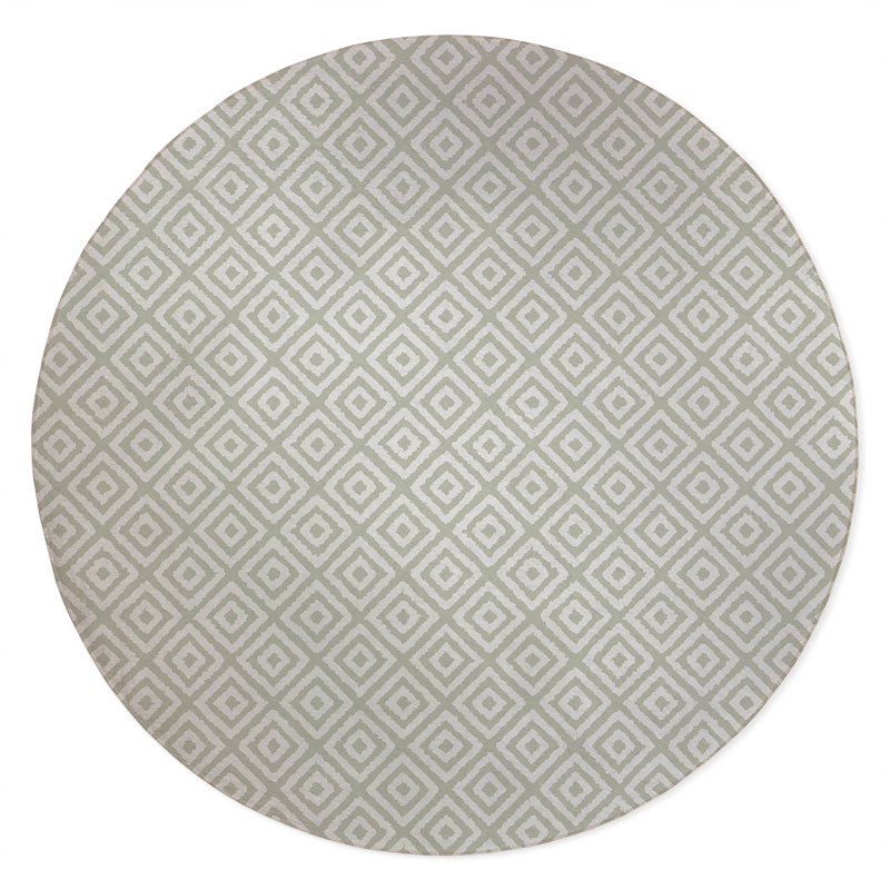 Ikat Grunge Non-Slip Outdoor Rug, Round 5'