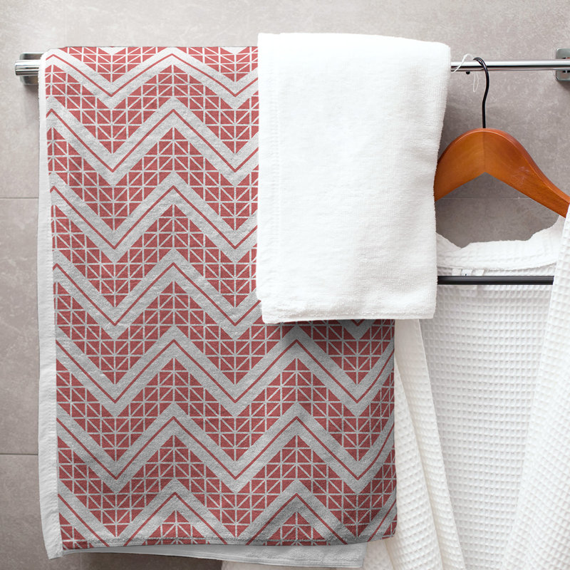 Stephenie Bath Towel, Red/Black/White