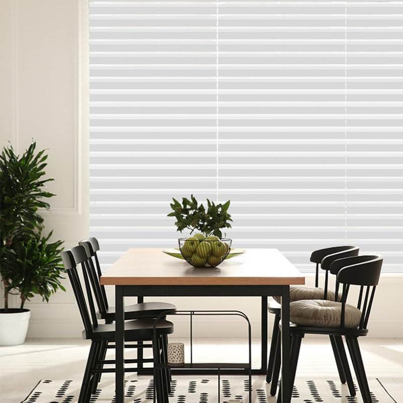  Store à enroulement double sans cordon pour fenêtre - tissu occultant à double couche avec cantonnière et occultant jour et nuit, l 18 po x H 72 po, blanc