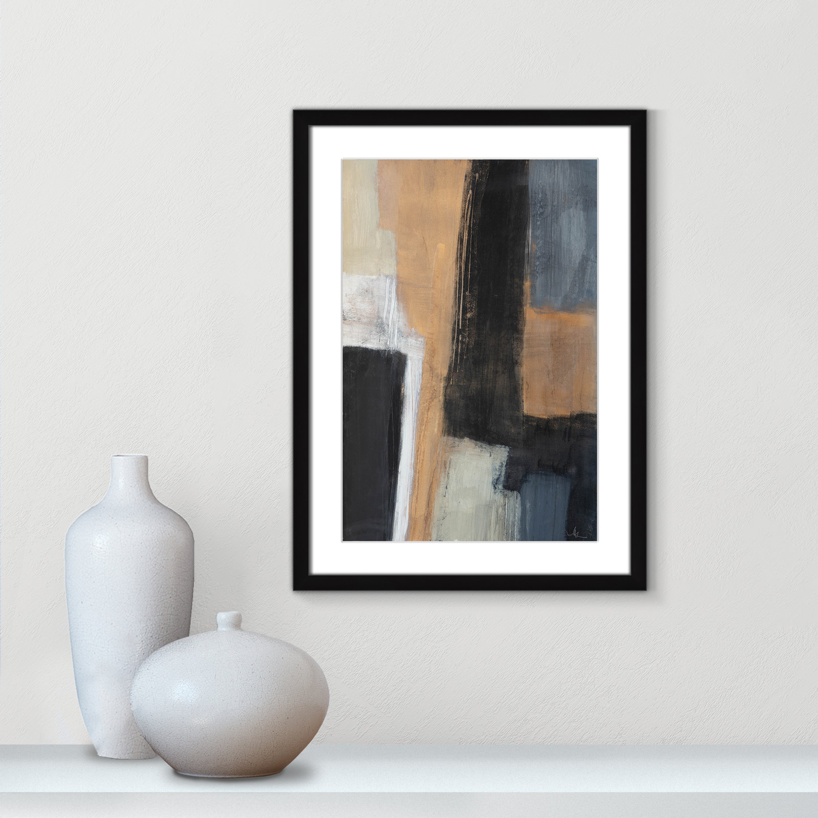 Metallic Slate I Print, 23" H x 17" W x 1.25" D, Black Matted Picture Framed