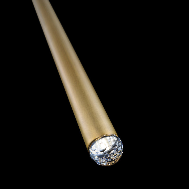 Cascade 1 - Light Single Cylinder LED Pendant, Aged Brass, 19" H x 1.63" W x 1.63" D