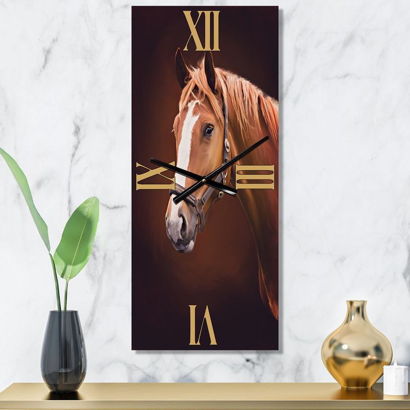 Portrait d'un cheval brun avec horloge murale II, Grand