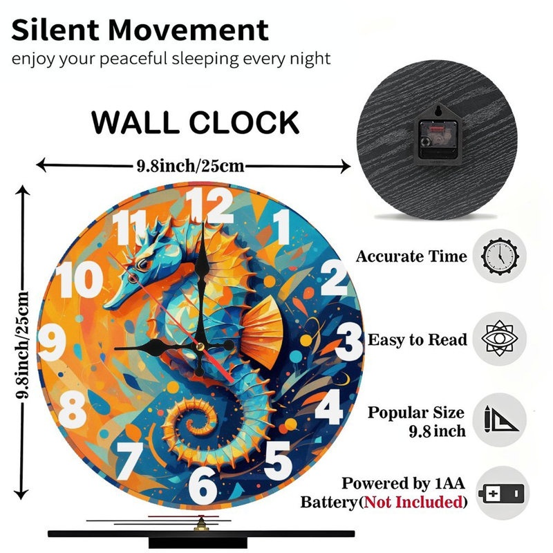 Horloge colorée hippocampe