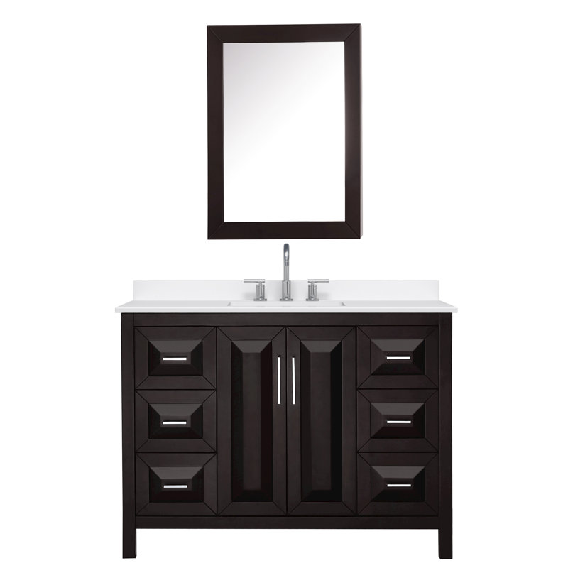 Daria 48'' W Vanity, Polished Chrome, Brown, White Quartz