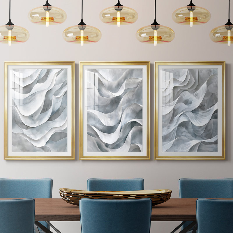 ABSTRACT Series CDLV  -Custom Framed  Premium Print W Matt - 3 Pieces, 21" H x 30" W