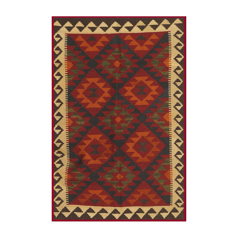 Tapis rouge / brun Southwestern, Rectangle 4 pi x 6 pi