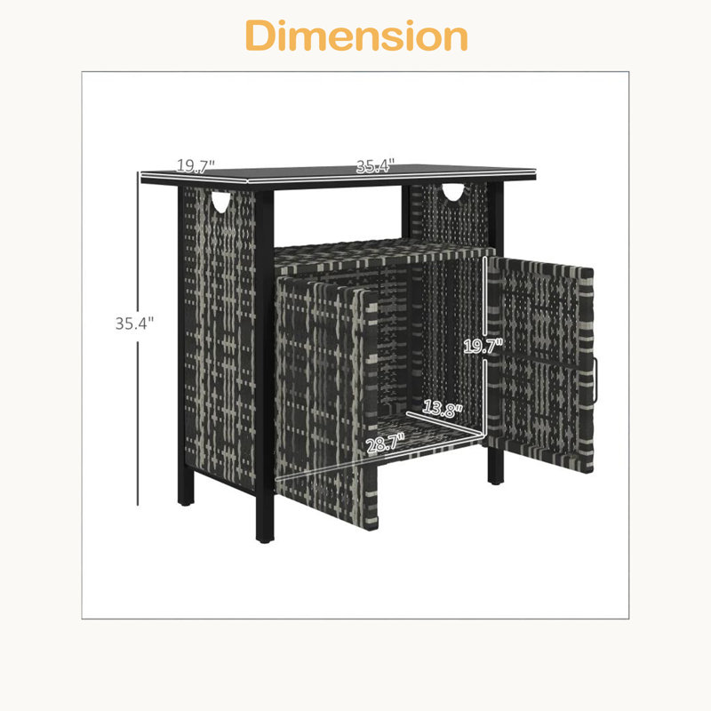 Table basse, organisateur d'armoire de rangement pour serviettes d'extérieur, table de bar d'extérieur, Noir / Beige